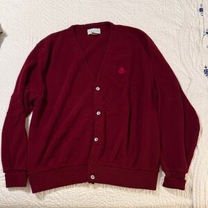 Vintage IZOD Men's Burgundy Cardigan Sweater